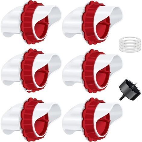 Mangeoire Poules, Mangeoire Poule Automatique, 6 Ports DIY Mangeoire à volaille Gravité Kit pour Seaux Tonneaux Bacs (1/5)