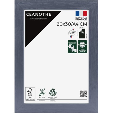Cadre Photo Bleu 20x30 cm et 30x20 cm - Cadre Photo Bois FSC - Convient au Format A4 – Fabriqué en France – Cadre Photo Karma Bleu - Verre acrylique Incassable (1/5)