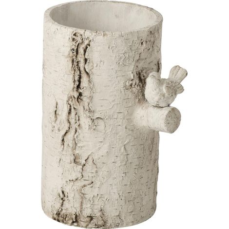 Vase Oiseau en Ciment "Aya" 34cm Blanc Cassé
