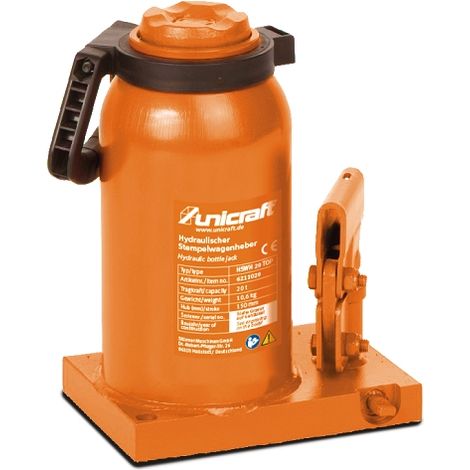 UNI6211020 - Cric A Bottiglia Modello HSWH 20 TOP Per Uso Professionale - Portata 20 T - Altezza Max 459 Mm