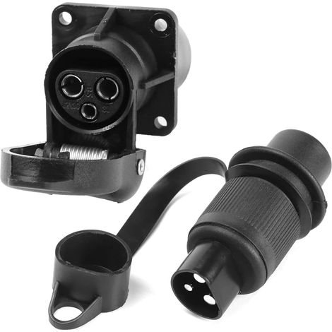 12V Bouchon Fiche Prise Remorque 3 Broches pour Remorque,12V Étanche Connecteur Prise 3 Broches Mâle Femelle Adaptateur Fiche 3 Broches pour RV Caravane Tracteur Camion Van Conseil (1/5)