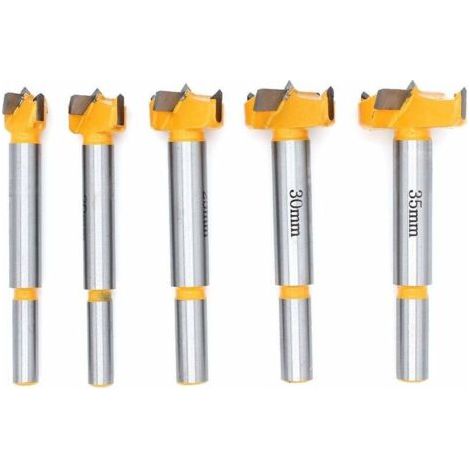 VURAHOME - 5pièce Mèches Bois Aiguisé, 15mm, 20mm, 25mm, 30mm, 35mm L'installation de Portes Sphériques Bois, Tiroirs, Drill Bits pour Faire des Trous Propres à Fond Plat Dans le Bois (1/5)