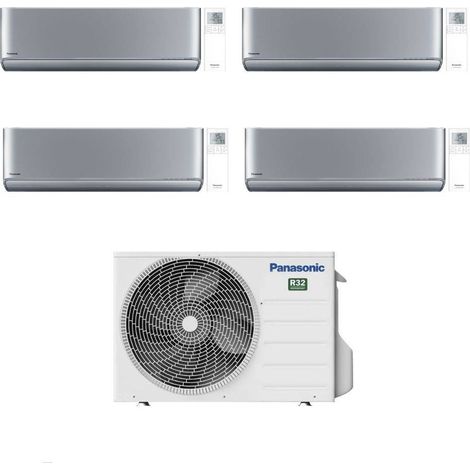 Panasonic Climatizzatore Quadri Split Etherea Silver 9+9+9+12 con CU-4Z80TBE Inverter R-32 Wi-Fi Classe A++