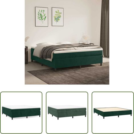 vidaXL Matelas - Cadre de lit à lattes vert foncé 180x200 cm velours (1/5)