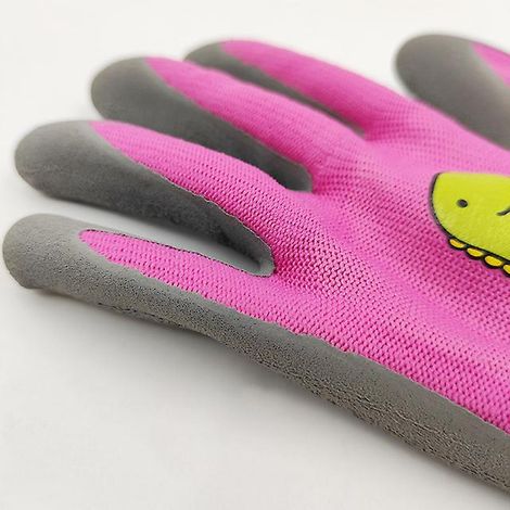 Gants de jardinage pour enfants enduits de caoutchouc, petite taille, rose, bleu et jaune, lot de 3 paires (1/5)