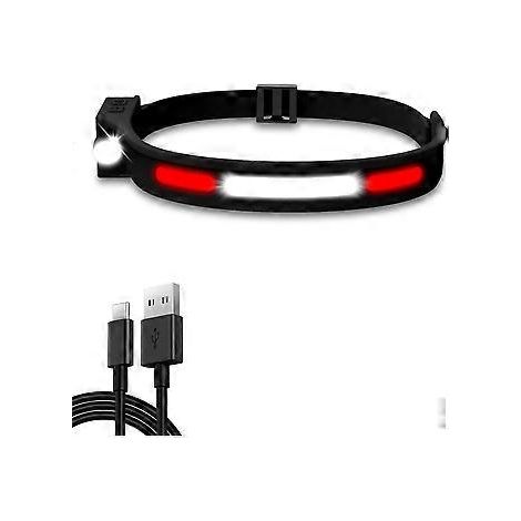 Wiederaufladbare, wasserdichte Stirnlampe mit 5 Leuchtmodi (Halolight, 350 Lumen), ideal zum Laufen, für Kinder, Camping, Radfahren und Angeln. Helle LED-Scheinwerferlampe.