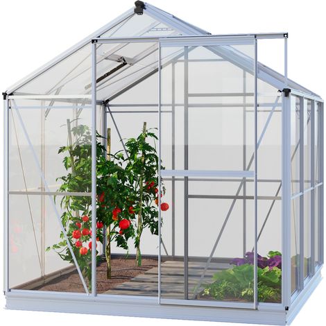 GFP Gewächshaus Opal 3 Glasgewächshaus 192x192 cm Aluminium-Rahmen, 4 mm Sicherheitsglas mit Fundamentrahmen und autom. Fensteröffner (1/5)