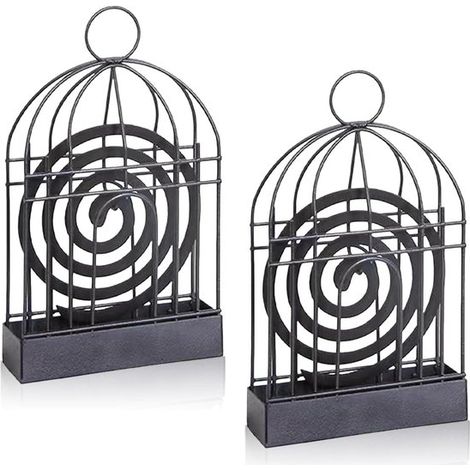 Juego de 2 porta inciensos en espiral con forma de cebolla y pájaro (metal negro)，Porta inciensos decorativos (1/5)