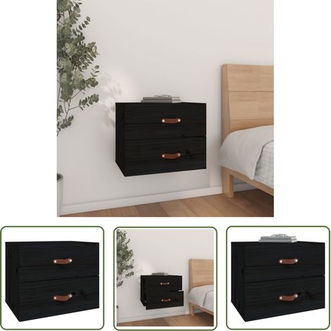 Furniture Limited - Table de chevet murale Noir 50x36x40 cm (1/5)