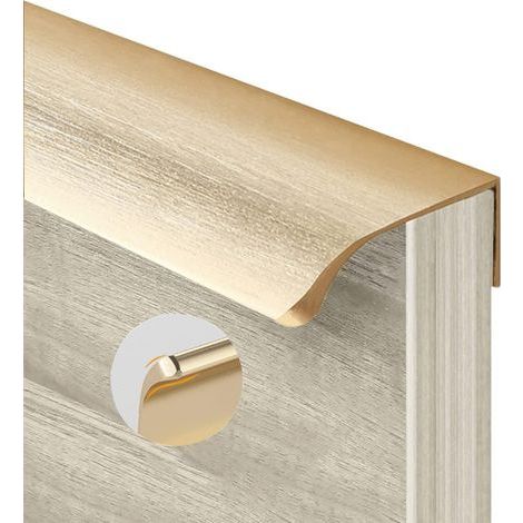 1 maniglia invisibile, in lega di alluminio color oro, lunga 200 mm, per cassetti di mobili da cucina. (1/5)