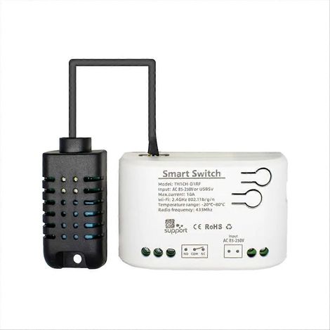 Interrupteur intelligent WiFi de température et d'humidité, relais à contact sec passif, thermostat de surveillance, capteur de température B (1/5)