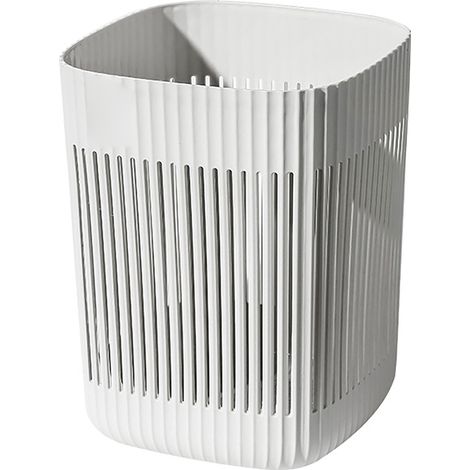 Poubelle en plastique blanc grande capacité design aéré pour chambre, salle de bain ou bureau (1/5)