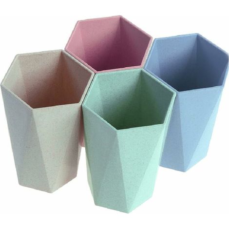 Tasse à Brosse à Dents - Forme Géométrique - Résistant à la Chaleur - Texture Antidérapante - Lot de 4 (1/5)