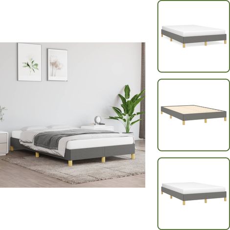 Cadre de lit sans matelas gris foncé 120x190 cm tissu - Cadre De Lit - Lit Double - Literie - Meuble Chambre - Sommier (1/5)