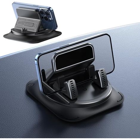 Support de téléphone de voiture rotatif à 360° pour tableau de bord, pince à ressort réglable pour véhicules, support de téléphone universel utilisable d'une seule main (1/5)
