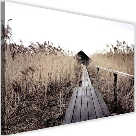 Tableau sur toile Pont Nature Lac 60x40 (1/5)