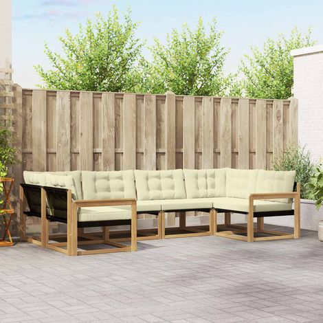 vidaXL Outdoor-Sofagarnitur mit Kissen 6 pcs Weiß und Creme (1/5)
