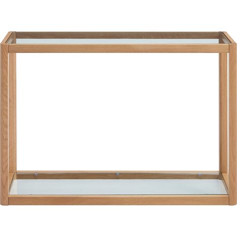 Console en verre trempé et chêne - Transparent et Naturel - ZUNARIL (1/4)