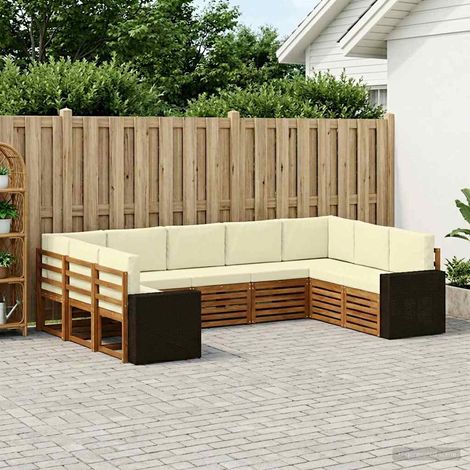 vidaXL Ecksofa Set mit Kissen 9 pcs Natur und Creme Polyester (1/5)