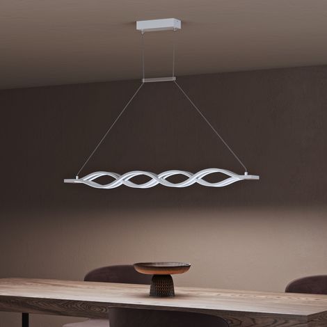 Pendelleuchte 106cm LED Hängelampe Dimmbar mit Fernbedienung 3000K/4000K/6000K Verstellbares Kabel 60W Weiß Hängeleuchte für Esszimmer Wohnzimmer Schlafzimmer