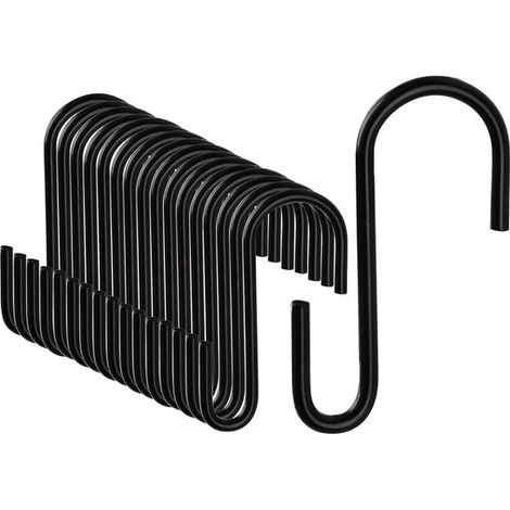 20 pezzi Ganci a S - Neri - Acciaio inossidabile - Ganci - Ganci a S - Ganci piccoli e resistenti - Ganci doppi - Ganci appendiabiti - Armadio - Ganci da cucina - Grucce per abiti (1/5)