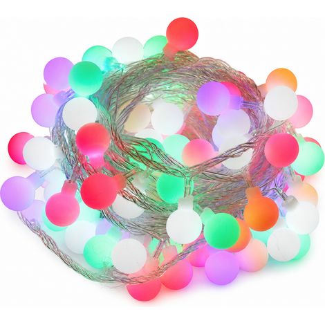 Guirlande Lumineuse LED Boules Multicolores, 100 Lumières, Branchement Secteur avec Connecteur de Fin, Étanche Intérieur Extérieur (1/5)