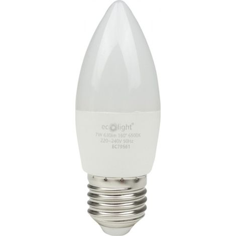 Ampoule LED bougie E27 7W 630lm 6500K sans scintillement Ecolight (1/5)