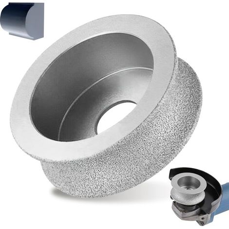 Roue de meulage Bullnose en porcelaine pour meuleuse d'angle 74 mm x 20 mm, roues abrasives concaves à bord rond brasé pour pierre, céramique, verre, diamant (1/5)
