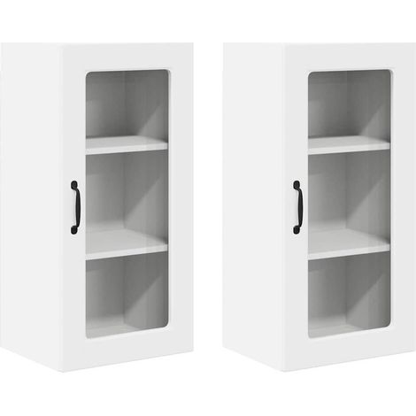 Maison Exclusive - Mobile in vetro da parete LUCCA 2 pcs Bianco 40 x 31 x 80 cm