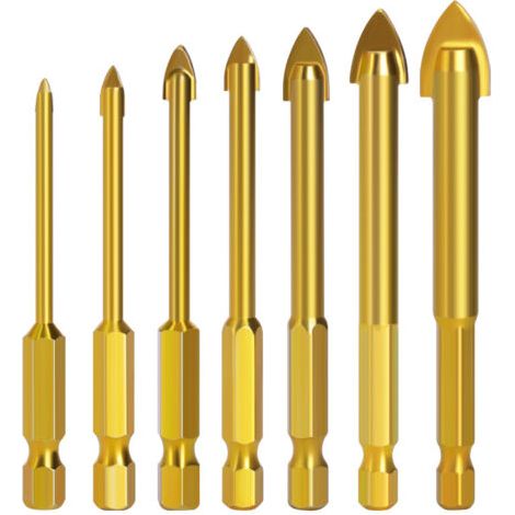 PA Stück Glasbohrer, Sechskant-Bohrer mit Titanbeschichtung, Keramikbohrer, 4 mm/5 mm/6 mm/8 mm/10 mm/12 mm, Bohrwerkzeug für Spiegelglasfliesen (1/5)