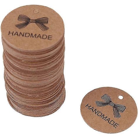 100 étiquettes marron faites à la main pour cadeaux de mariage, desserts, bijoux, prix 5-Good (1/5)