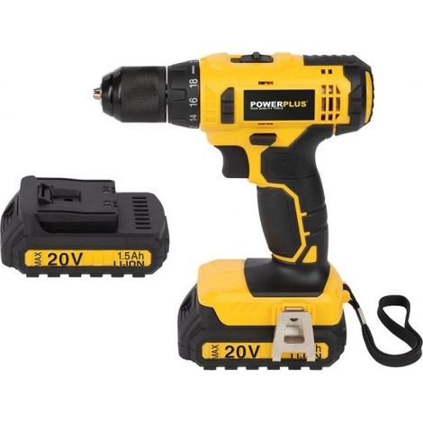 Powerplus Perceuse-Visseuse sans Fil POWX00435 - Tournevis sans Fil, 20 V, Comprend 2 x 1,5Ah Batterie et Chargeur, Mallette à Outils, pour le Bois, la Pierre et le Métal (1/2)