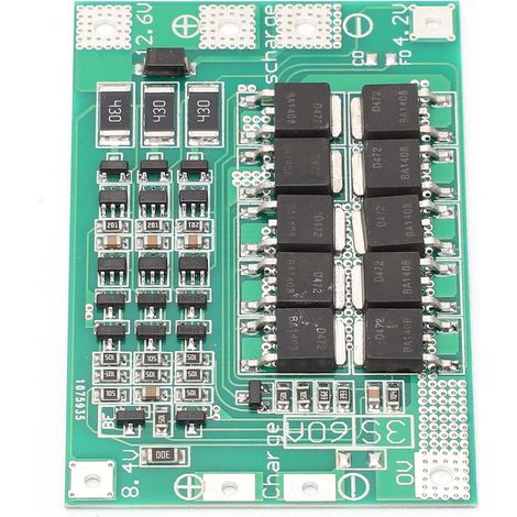 3S 60A Li-Ionen-Schutzplatine, Lithium-Akku-Ladegerät-Schutzmodul, DC 12,6 V, symmetrische Version (1/5)