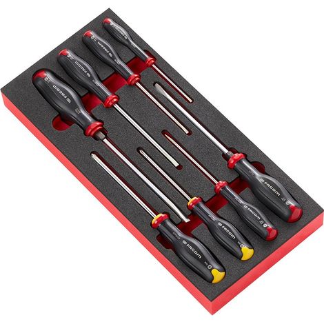 Destornilladores protwist® planos y phillips®, juego de 8 piezas en módulo de espuma