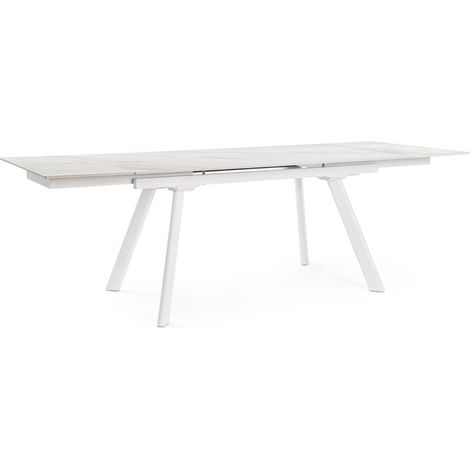 Tavolo allungabile "Jarkko" in grées porcellanato e legno d'abete 160-240x90 -Nero