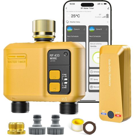 2-Way Automatic WiFi Connected Watering Timer with RF433 Technology Programmable Irrigation Timer for Garden (1/5)