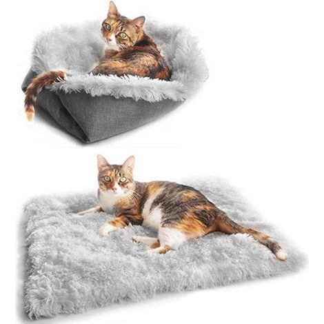 Cuscino per gatti, cesta per gatti, cuccia per gatti, tappetino morbido e autoriscaldante per gatti e cani di piccola taglia, coperta in peluche funzionale 2 in 1, morbida coperta per animali domestic (1/5)