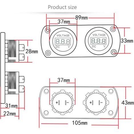 Voltmètre de voiture LED double indicateur de tension d'affichage numérique 6-35V pour le bateau marin SUV de camion 12/24V (1/4)