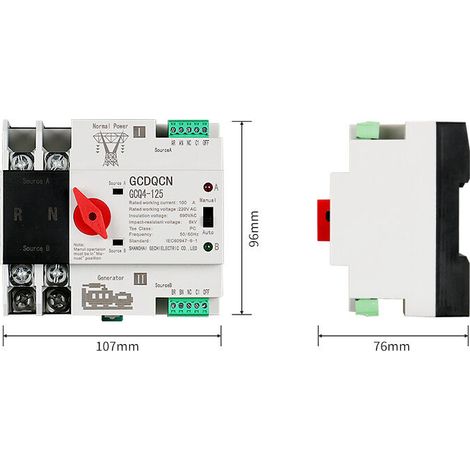 Commutateur de transfert automatique à double alimentation 2P100A commutateur ats isolé au niveau PC milliseconde monté sur rail (1/3)