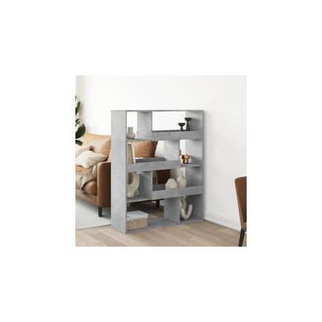 Bibliothèque gris béton 100x33x125,5 bois d'ingénierie (1/5)
