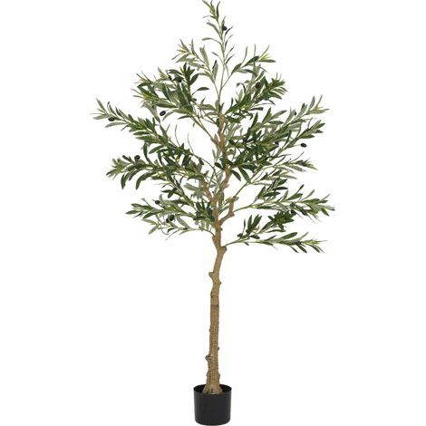 Plante artificielle olivier de 150 cm avec 720 feuilles et 40 olives, en pot robuste, décoration intérieure verte (1/5)