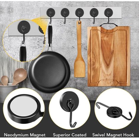 XANAD Magnethaken Extra Stark 4 Stück Schwarz für Neodym Magnet Haken XANAD Magnethaken Extra Stark 4 Stück Schwarz für Neodym Magnet Haken