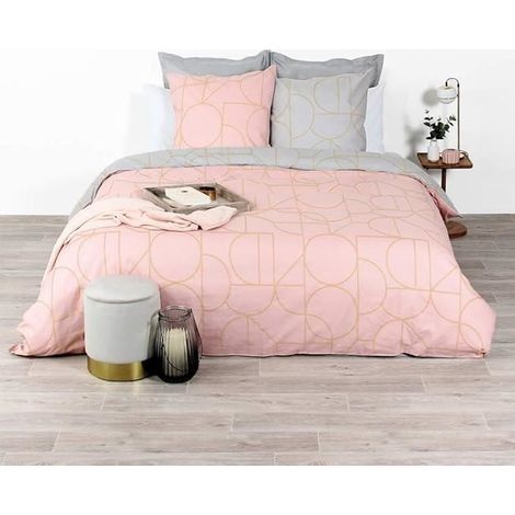 Parure de lit - COTE DECO - 140x200 cm - 1 Taie d'oreiller - 100% Coton - Géométrique Doré