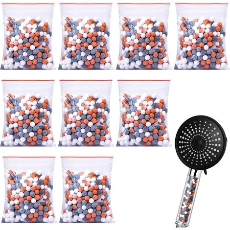 9 Pcs Filtre Douche Anti Calcaire, Pommeau Douche Anti Calcaire Remplacement, Ions Négatifs Boules Minérales, Filtre Anti-Chlore Antioxydant, Compatible Avec Têtes De Douche À Filtre Ionique (1/5)
