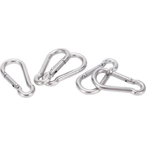 Petit mousqueton Mousqueton à ressort robuste en acier inoxydable, 5 pièces, 40mm, mousqueton pour hamac, sport outillage (1/4)