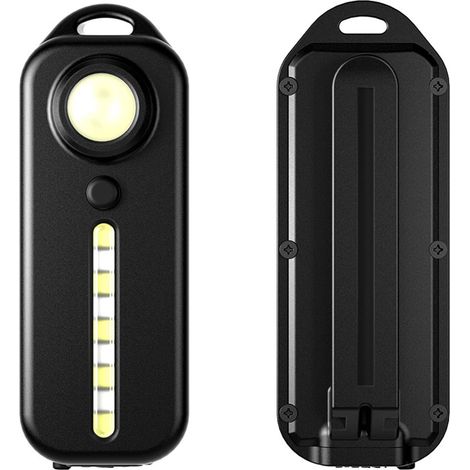 kleine LED-Taschenlampen mit Schlüsselanhänger, 5 Leuchtmodi, starkem Rot- und Blaulicht, praktischem Clip, wiederaufladbar per USB, wasserdicht nach IPX3