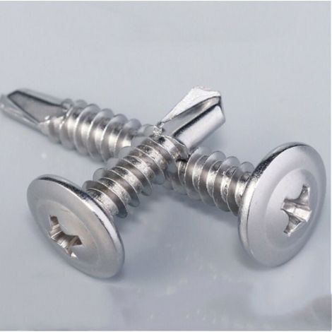 C44741 - Lot de 100 - Vis à tôle Autoperceuse - à Tête Large Bombée - diamètre 4.2x19mm - en Acier Zingué - à Empreinte PH/Cruciforme - Bricolage - Rénovation (1/4)