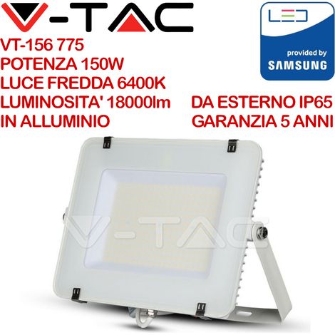 Faro Led Flood Slim Alta Luminosita 120lm/W 150W 18000lm Freddo 6400K Carcassa Bianca IP65 Chip Samsung SKU-775 (1/5)