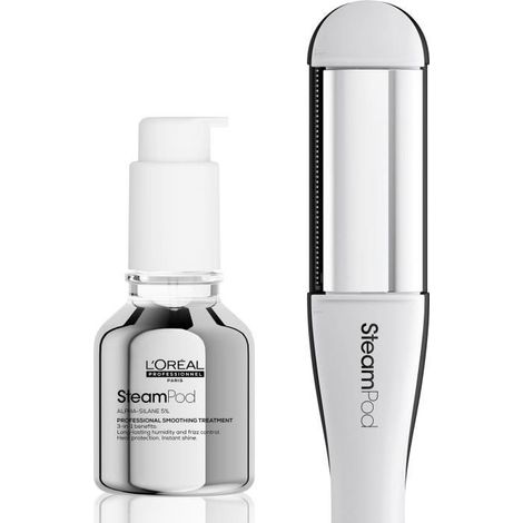 SteamPod 4 - Alisador y rizador de vapor profesional - L'OREAL PROFESSIONNEL - 3 Temperaturas - Herramienta + Tratamiento Liso Concentrado (1/4)