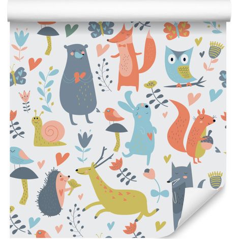 Waldtapete mit Tiermotiven für Wohn- und Schlafzimmer, 50 x 1000 cm (1/5)